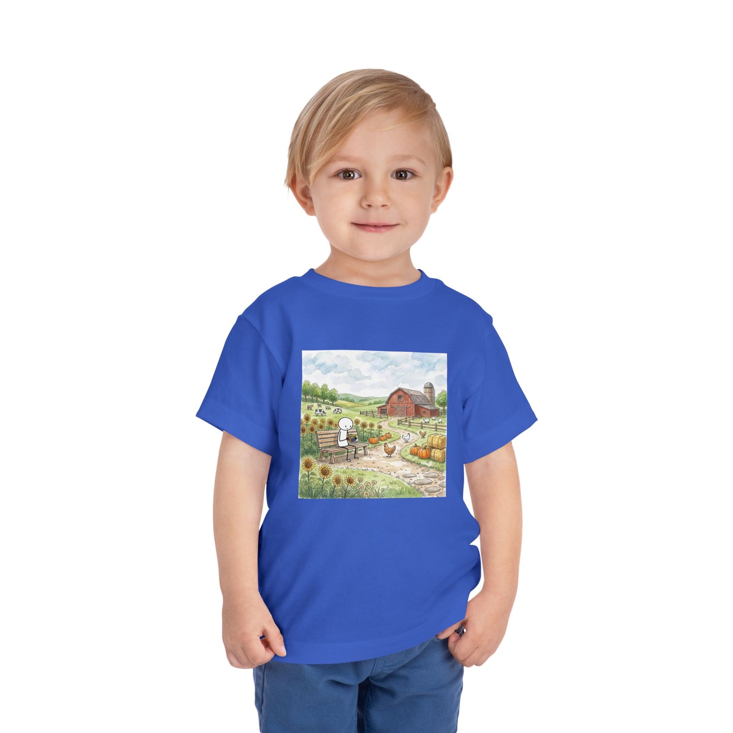 Farm Watercolor - Rubik's Cube Art Toddler Short Sleeve T-Shirt