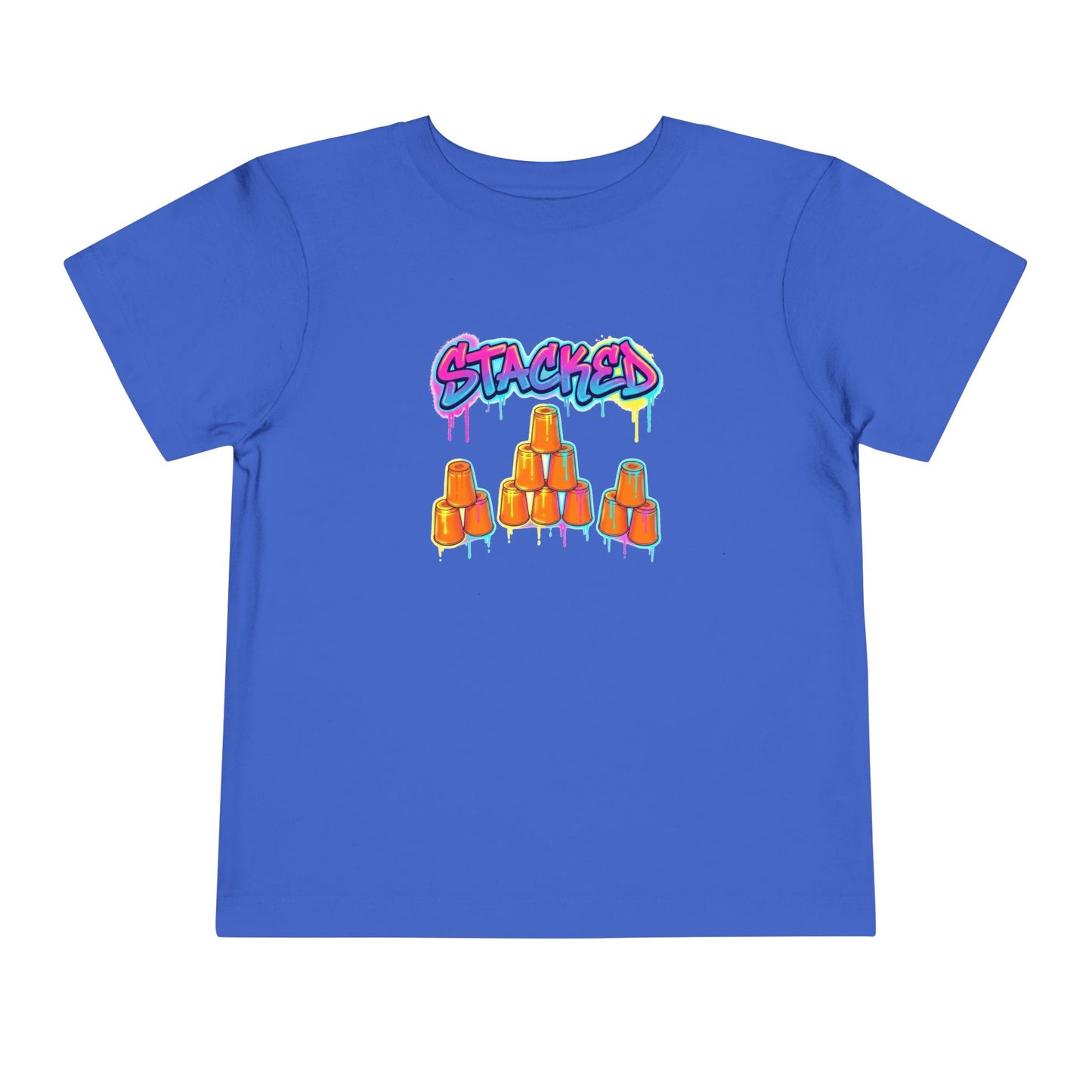 Stacked Cups Trick Shot Bottle Flip Art Toddler Short Sleeve T-Shirt