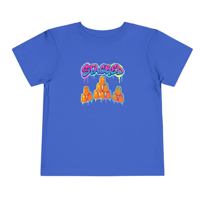 Stacked Cups Trick Shot Bottle Flip Art Toddler Short Sleeve T-Shirt