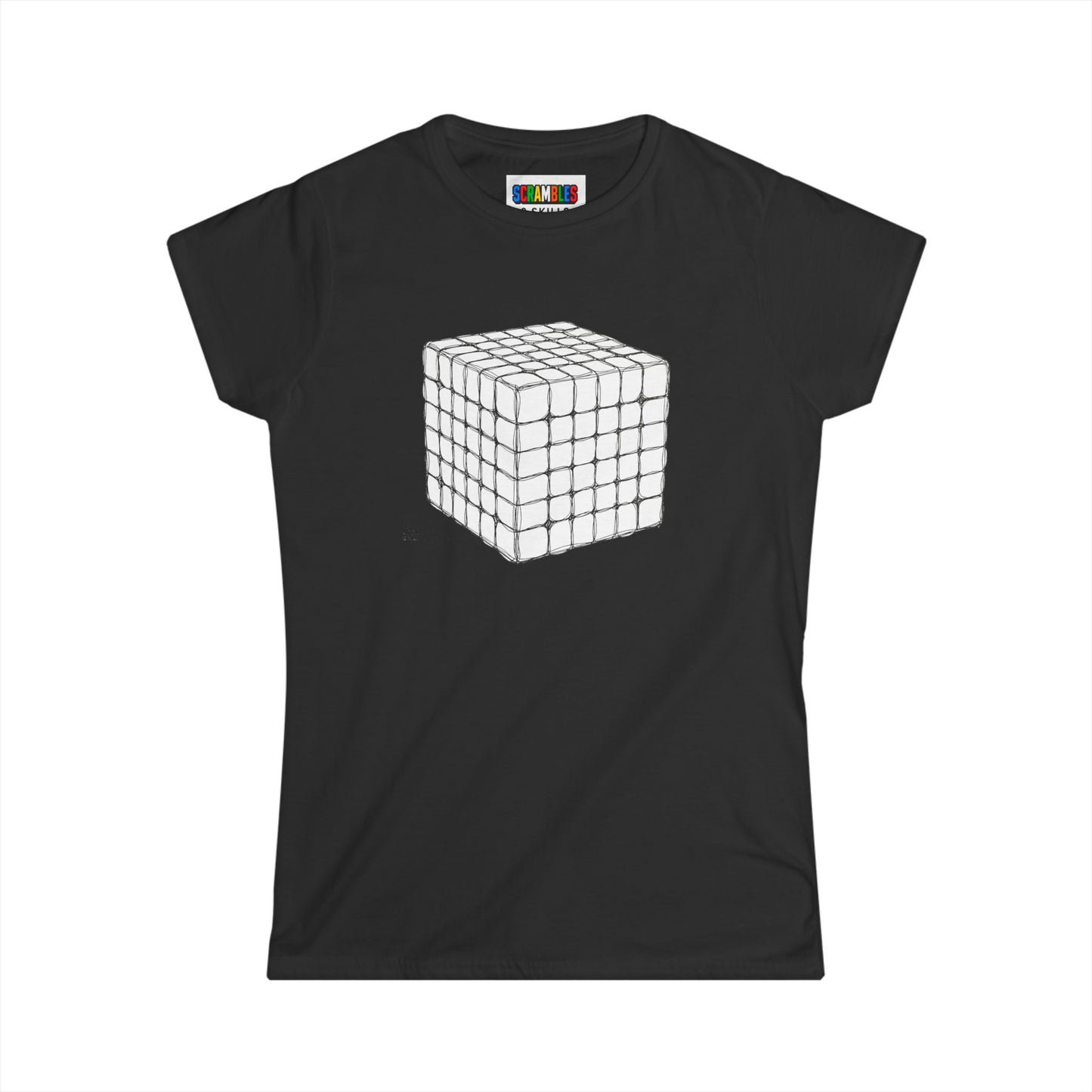 6x6 Doodle - Rubik's Cube Art  Women's Softstyle T-Shirt