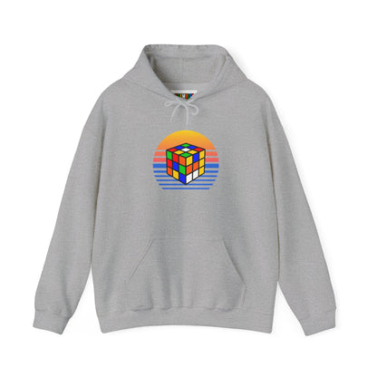 Rubik's Cube Shirt Sunset Solve Unisex Heavy Blend™ Hooded Sweatshirt| Fun Cubing Shirt