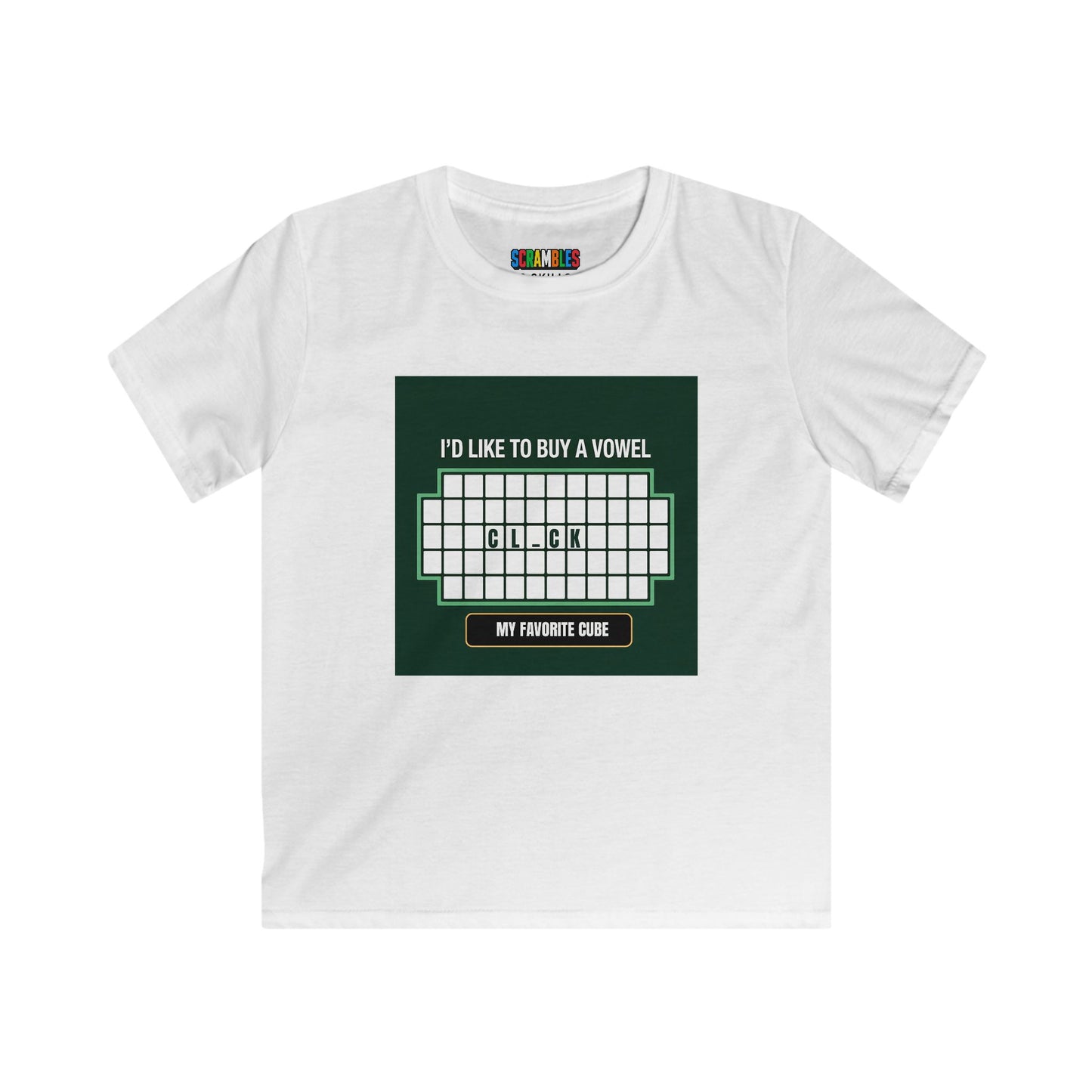 Clock - Vowel  - Rubik's Cube Art Kids Softstyle Tee