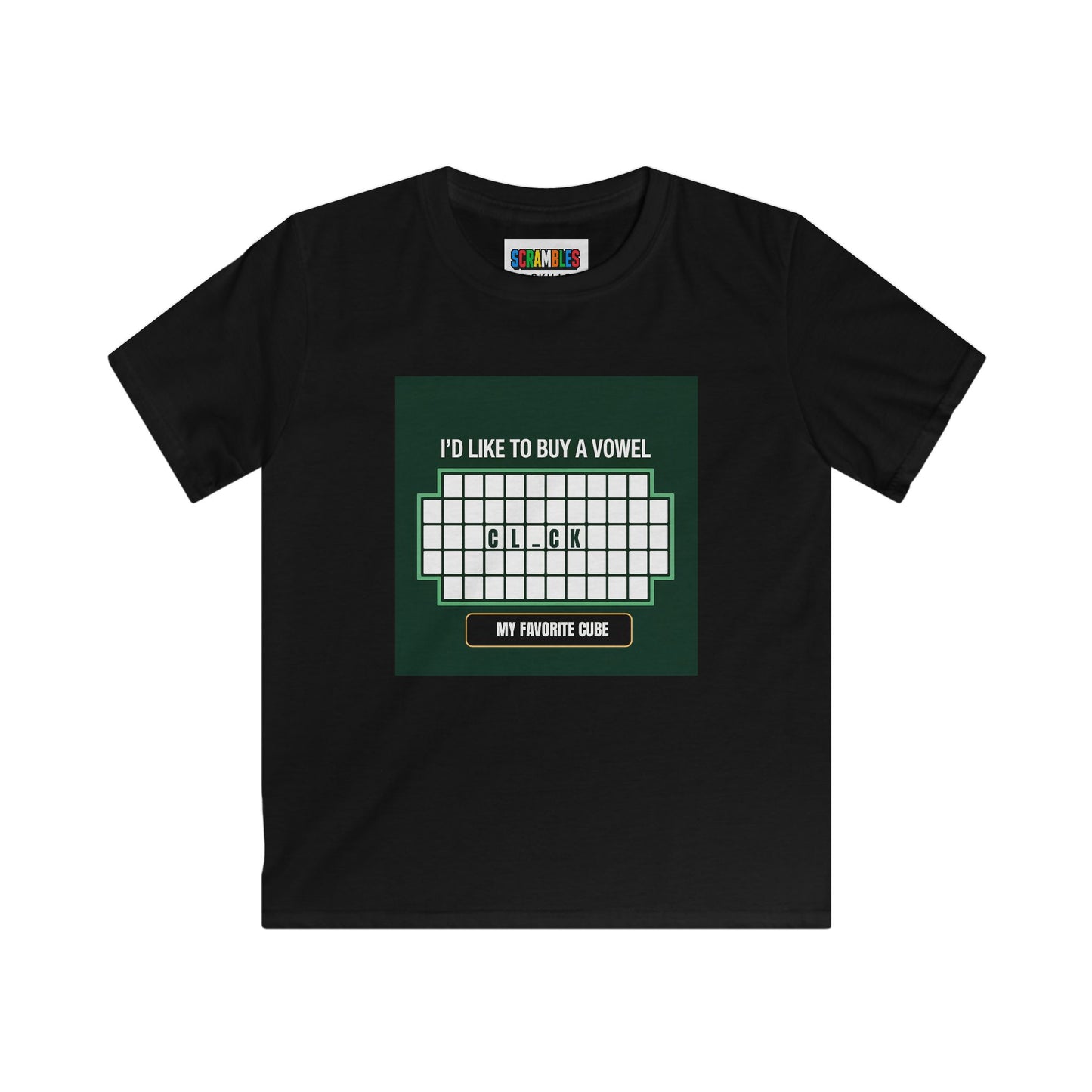 Clock - Vowel  - Rubik's Cube Art Kids Softstyle Tee