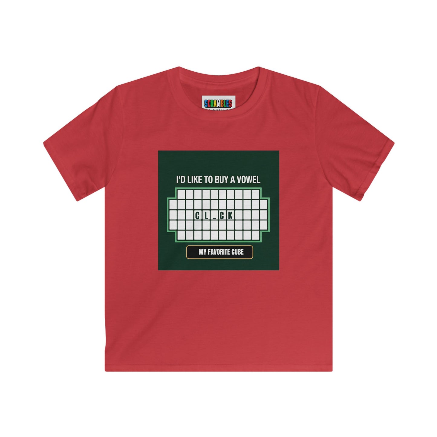 Clock - Vowel  - Rubik's Cube Art Kids Softstyle Tee
