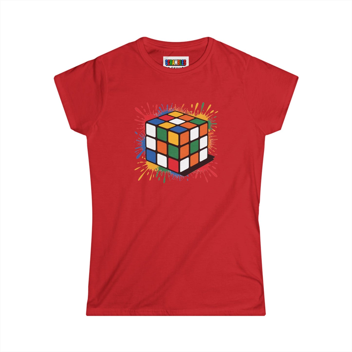Scramble Splash  - Rubik's Cube Art Women's Softstyle T-Shirt