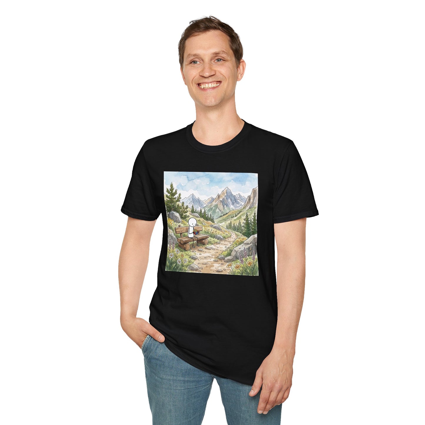 Mountain Watercolor Unisex Graphic Softstyle T-Shirt