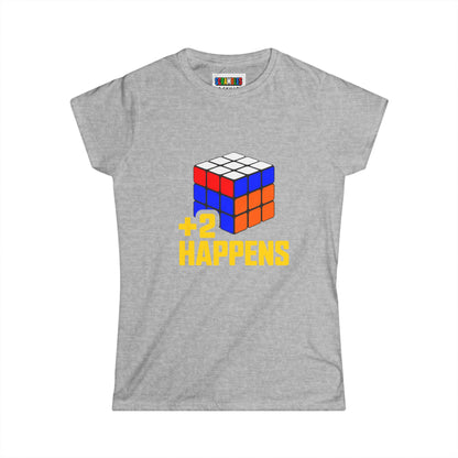 +2 Happens - Rubik's Cube Art  Women's Softstyle T-Shirt