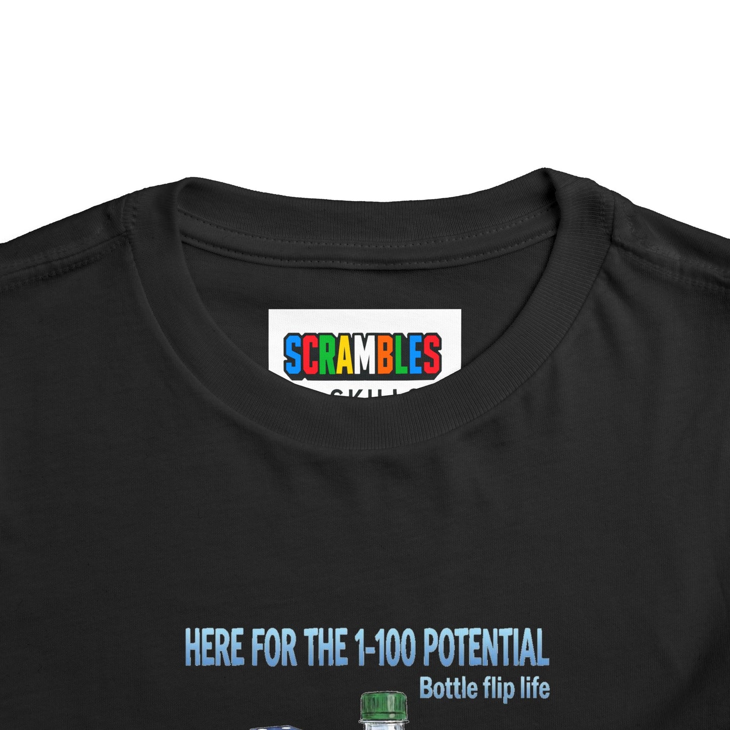 1 - 100 Potential Trick Shot Bottle Flipping Art Toddler Short Sleeve T-Shirt