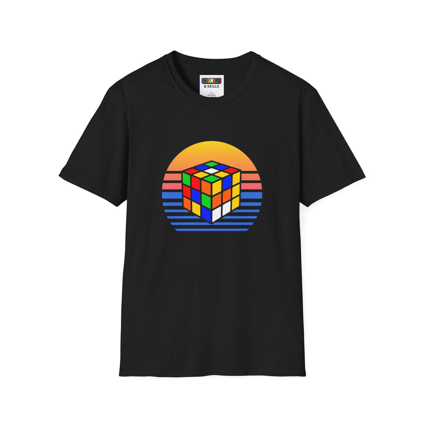 ⚡ Express - Rubik's Cube Shirt Sunset Solve Unisex Graphic Softstyle T-Shirt| Fun Cubing Shirt