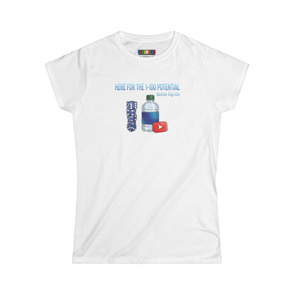 1 - 100 Potential Trick Shot Bottle Flipping Art Women's Softstyle T-Shirt