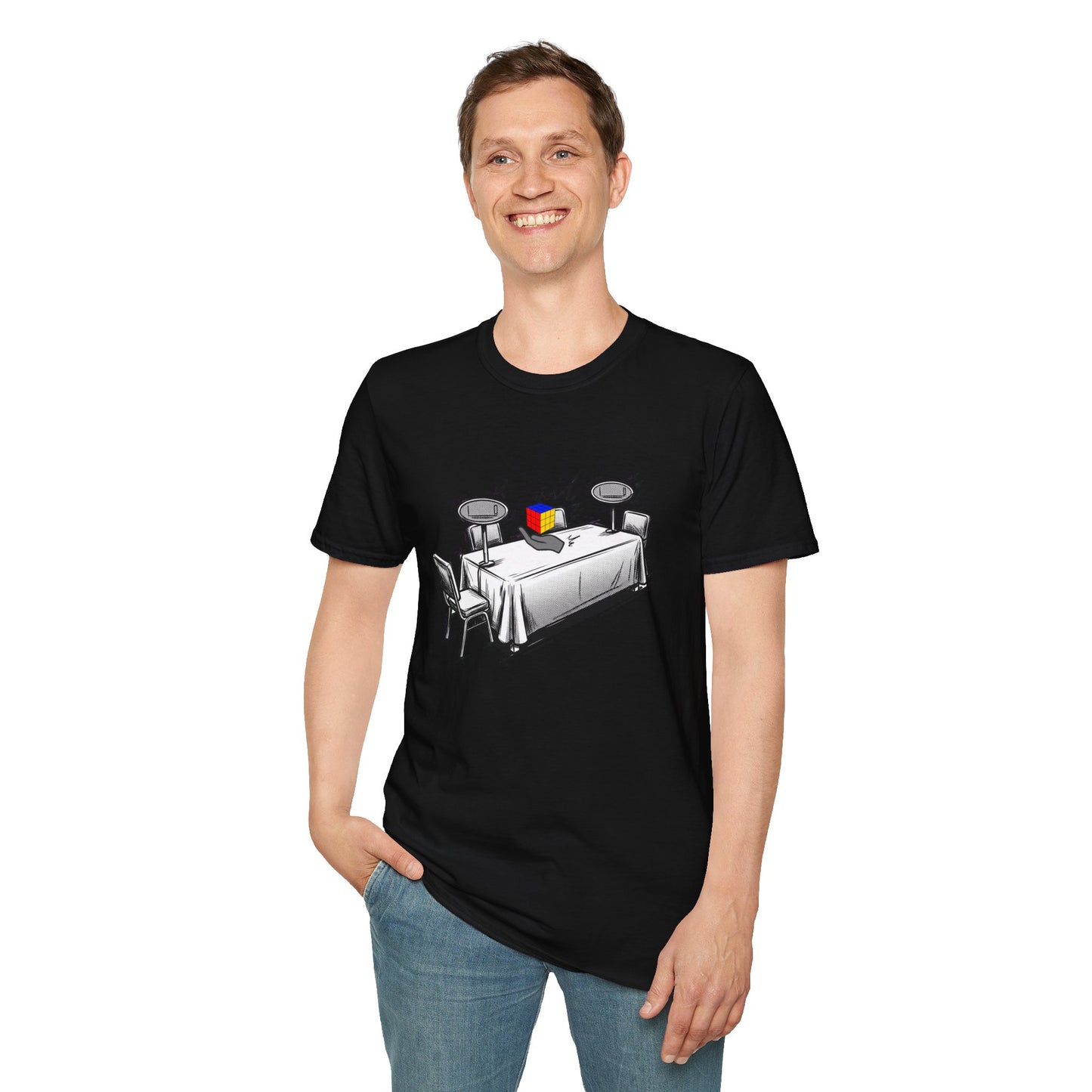 3x3 One-Handed Comp Day - Rubik's Cube Art Unisex Graphic Softstyle T-Shirt