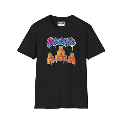 Stacked Cups Trick Shot Bottle Flip Art Unisex Graphic Softstyle T-Shirt