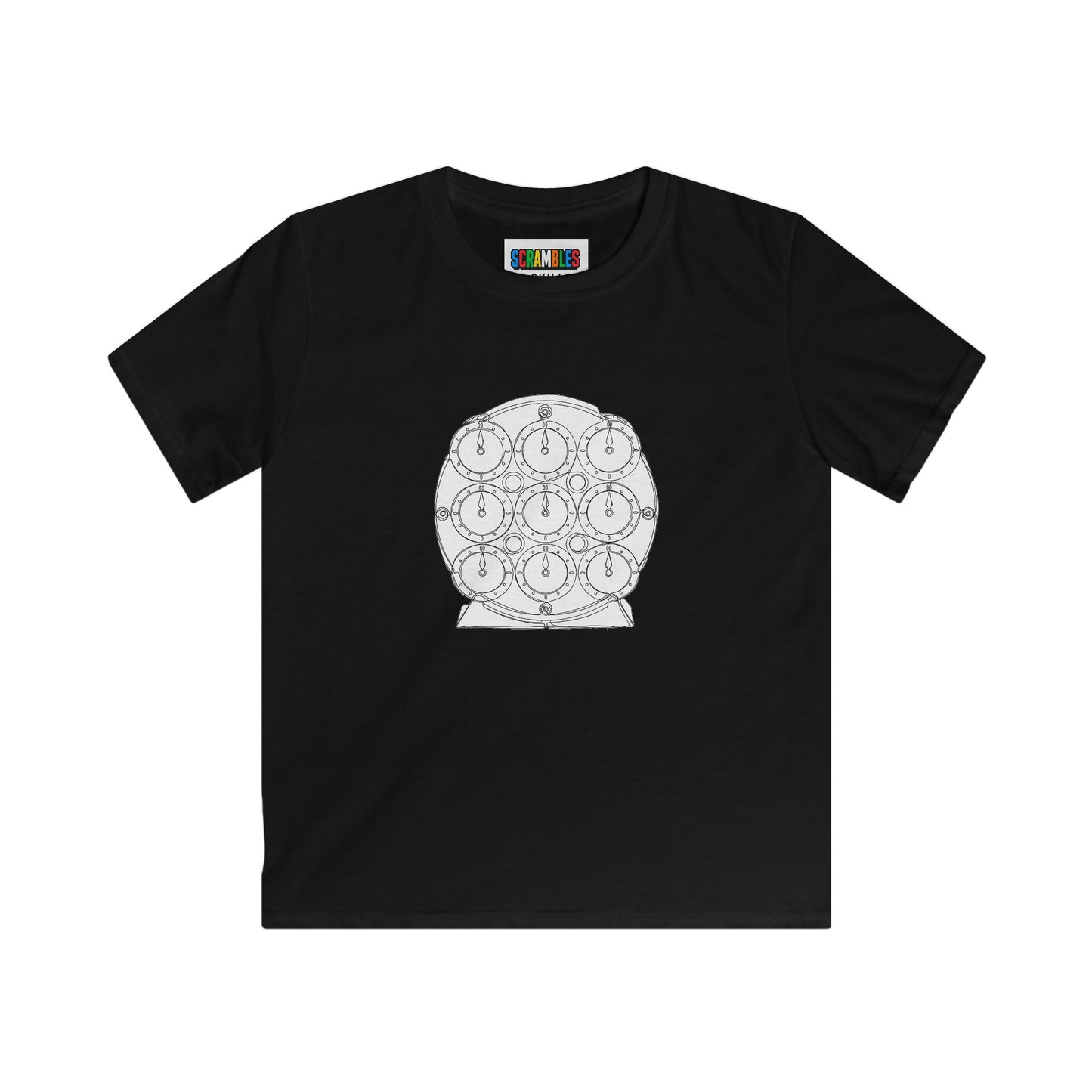 Clock Doodle - Rubik's Cube Art  Kids Softstyle Tee