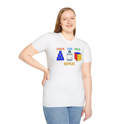 ⚡ Express - Flip Stack Solve Repeat Unisex Graphic Softstyle T-Shirt