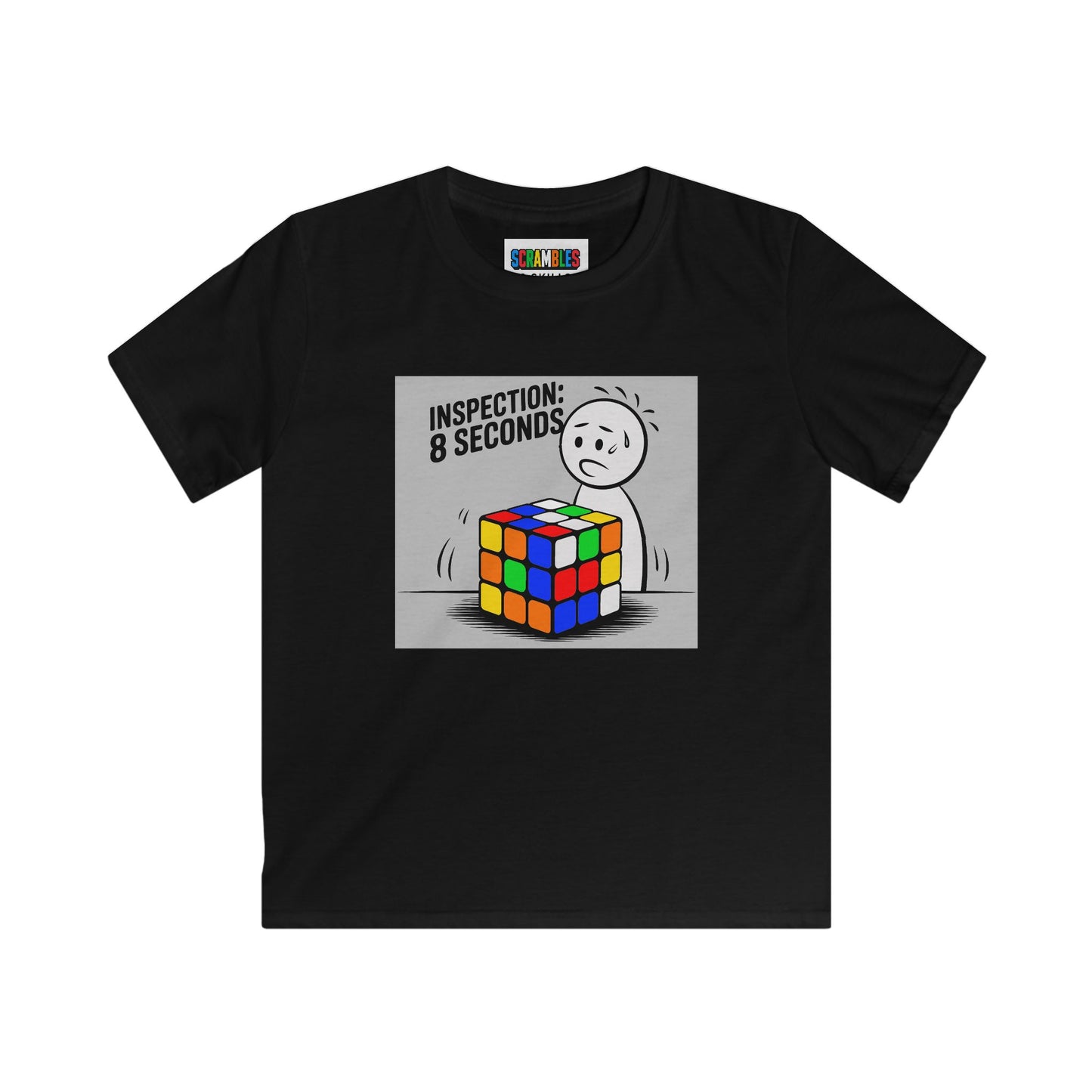 Inspection: 8 Seconds  - Rubik's Cube Art Kids Softstyle Tee