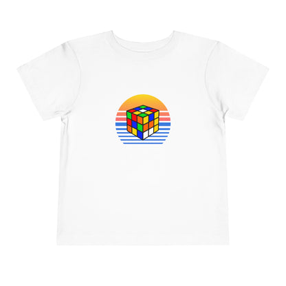 Rubik's Cube Shirt Sunset Solve Toddler Short Sleeve T-Shirt| Fun Cubing Shirt