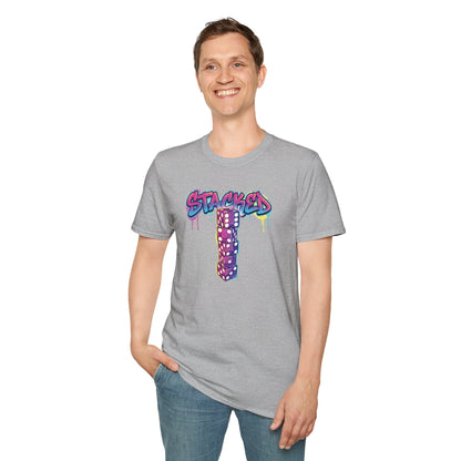 Stacked Dice Trick Shot Bottle Flip Art Unisex Graphic Softstyle T-Shirt