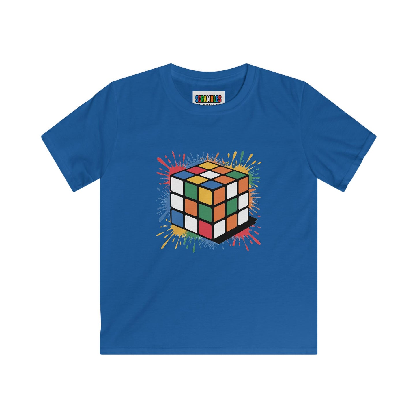 Scramble Splash  - Rubik's Cube Art Kids Softstyle Tee