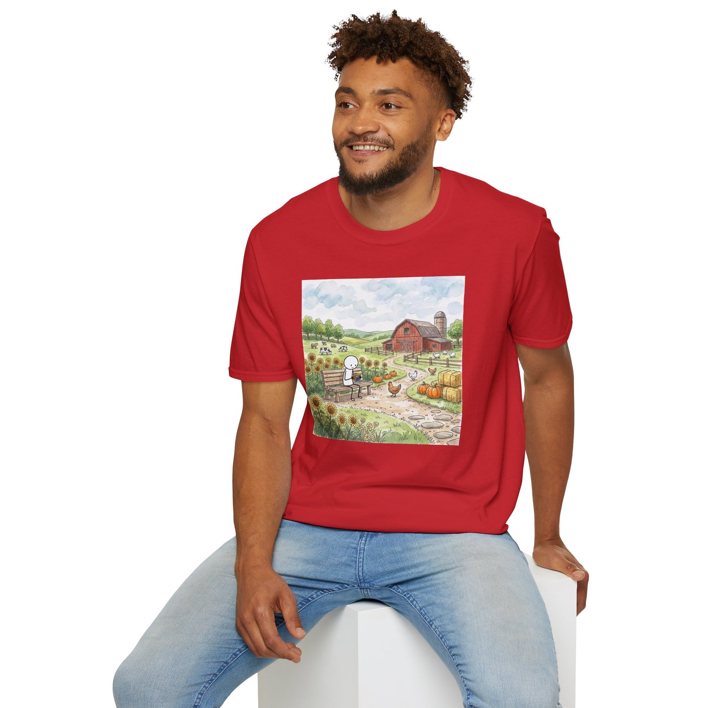 Farm Watercolor Unisex Graphic Softstyle T-Shirt