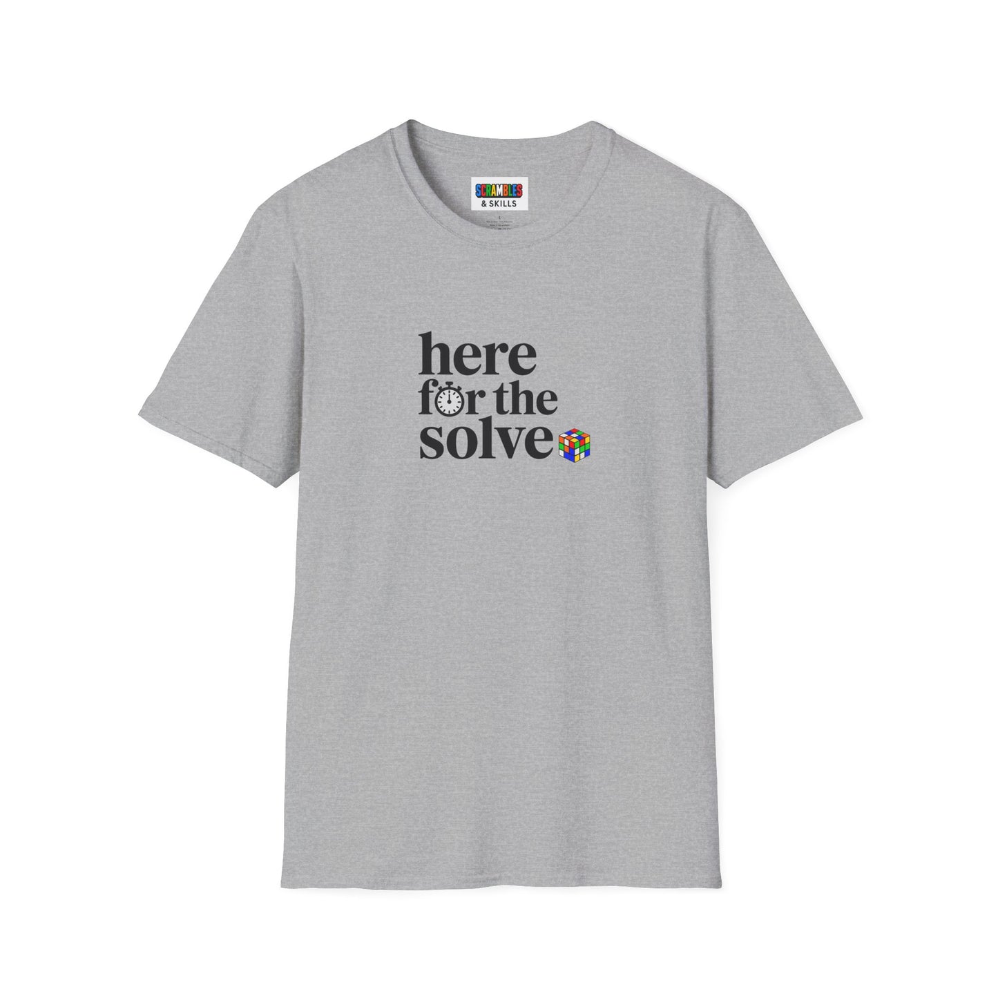 Here For The Solve - Rubik's Cube Art Unisex Graphic Softstyle T-Shirt