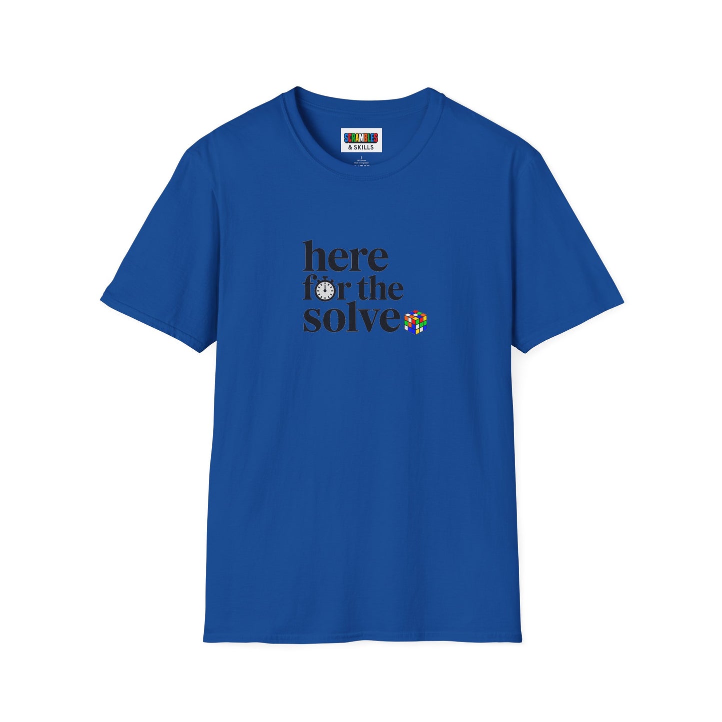 Here For The Solve - Rubik's Cube Art Unisex Graphic Softstyle T-Shirt