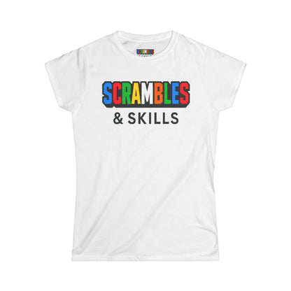 Scrambles & Skills - Rubik's Cube Art  Women's Softstyle T-Shirt