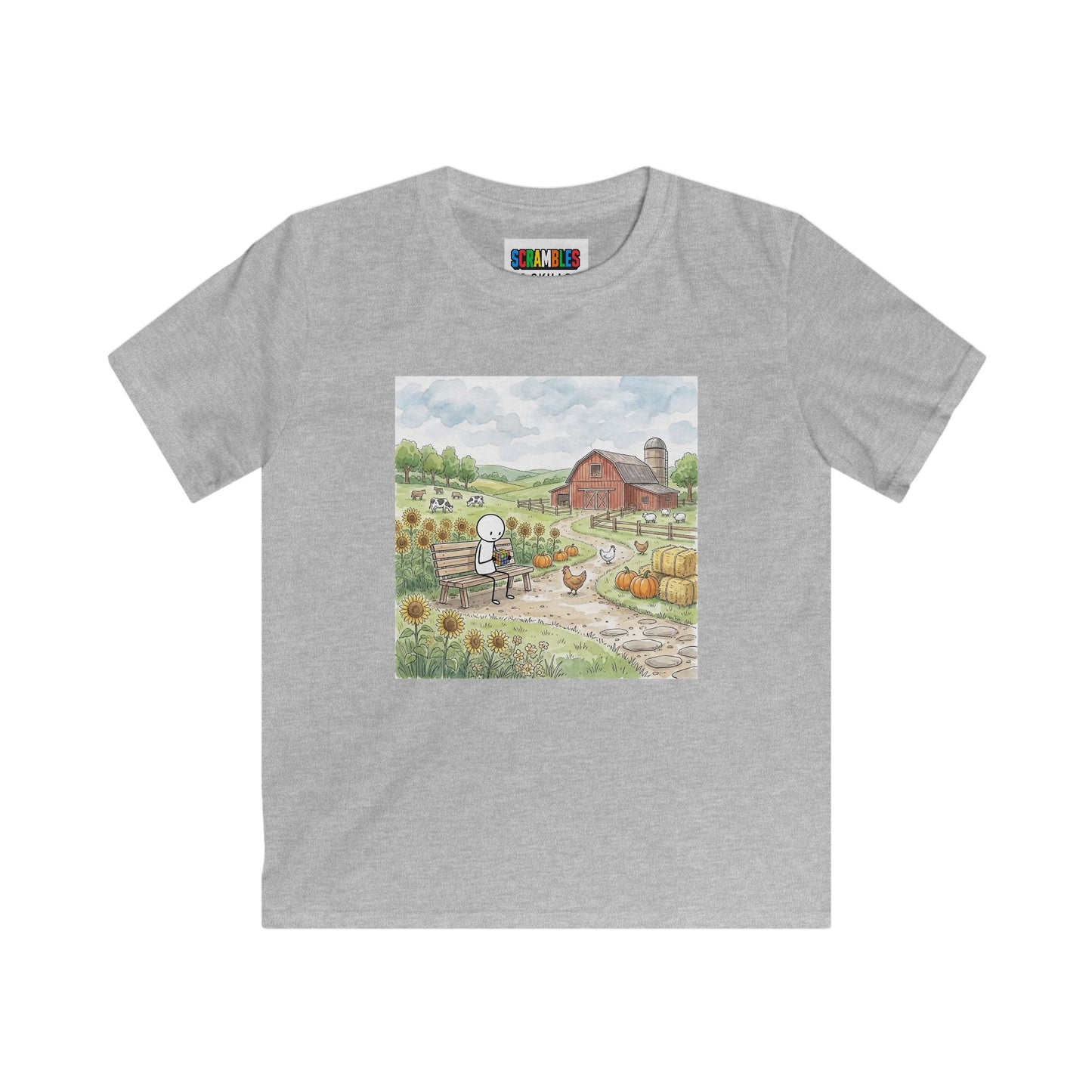 Farm Watercolor - Rubik's Cube Art  Kids Softstyle Tee