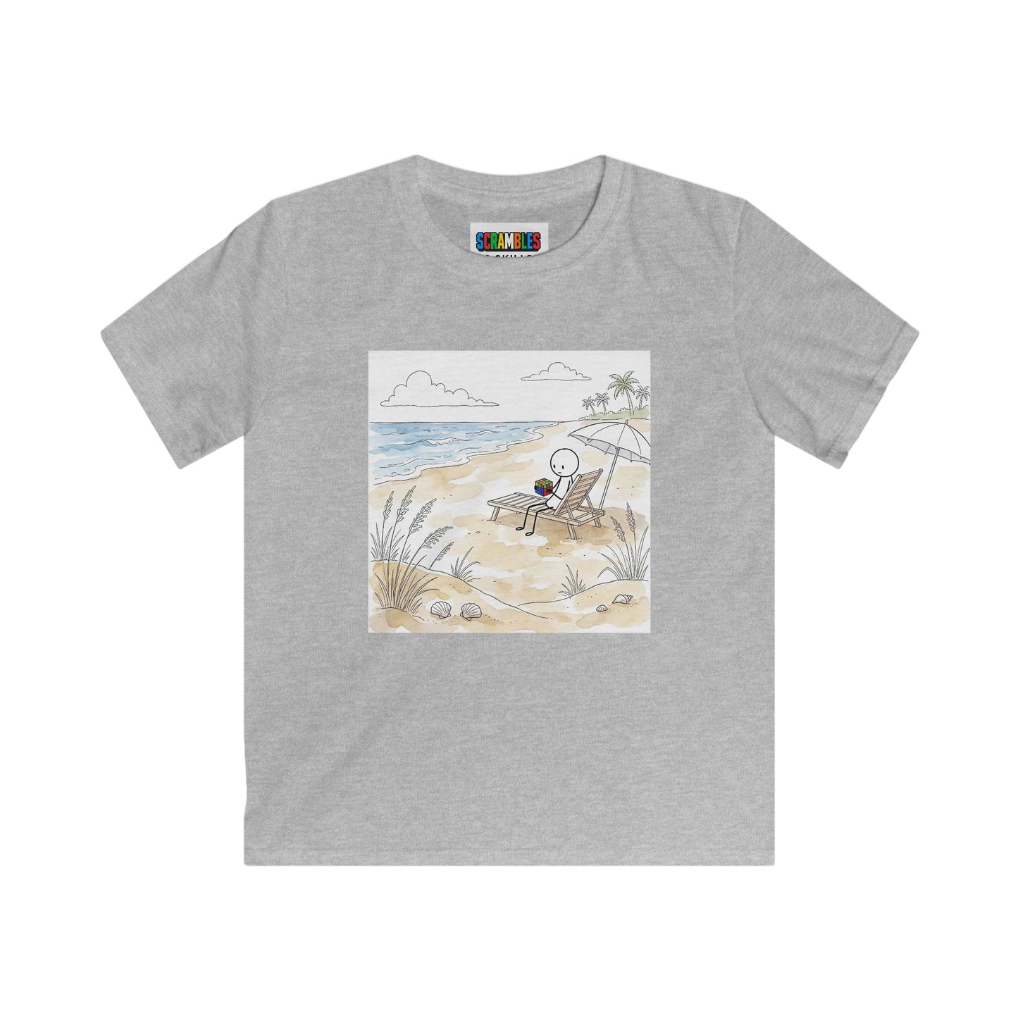 Beach Watercolor - Rubik's Cube Art  Kids Softstyle Tee