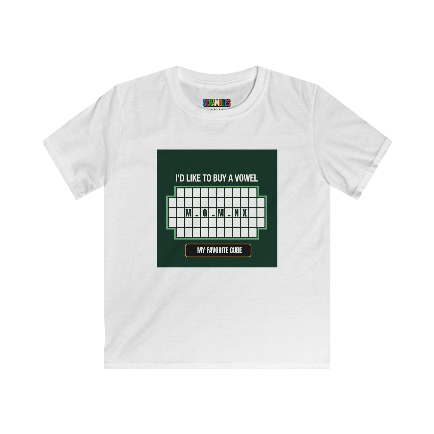 Megaminx Vowel - Rubik's Cube Art Kids Softstyle Tee