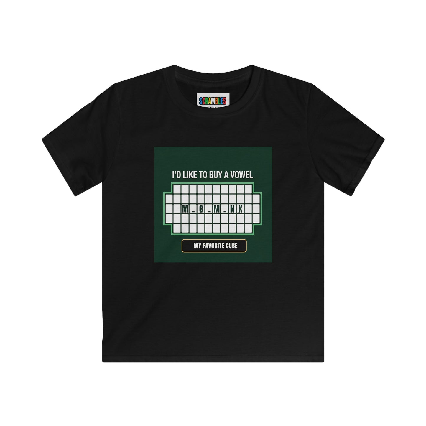 Megaminx Vowel - Rubik's Cube Art Kids Softstyle Tee