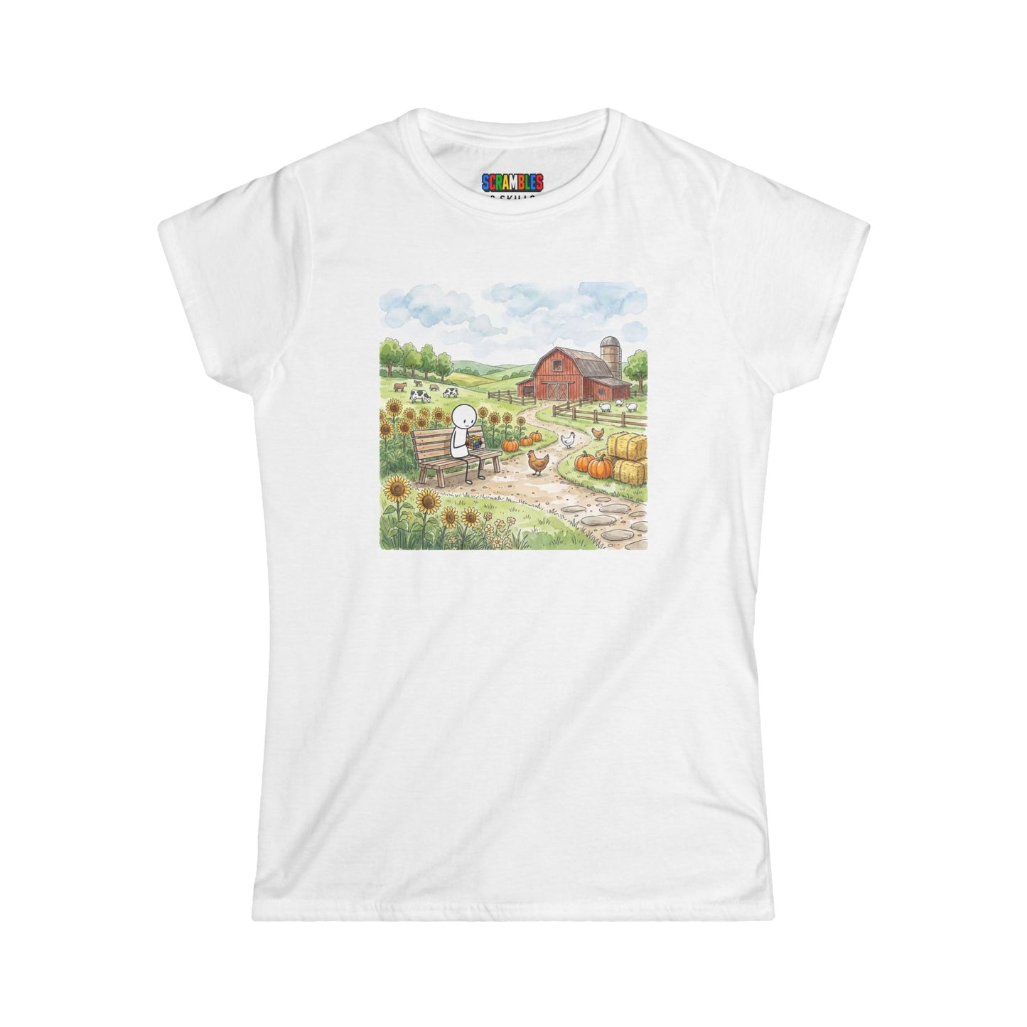 Farm Watercolor -Rubik's Cube Art  Women's Softstyle T-Shirt