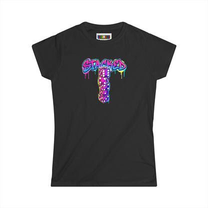 Stacked Dice Trick Shot Bottle Flip Art Women's Softstyle T-Shirt