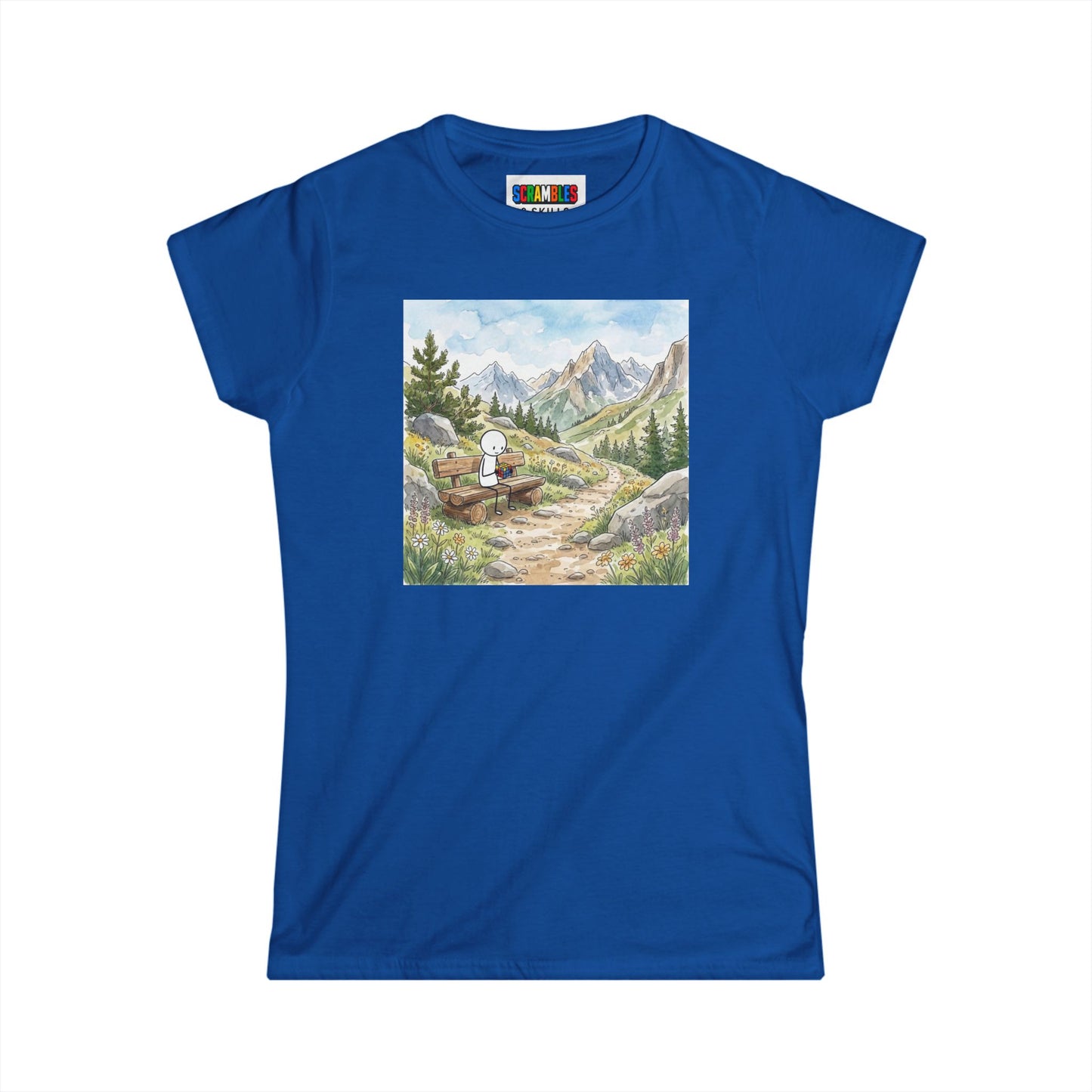 Mountain Watercolor -Rubik's Cube Art  Women's Softstyle T-Shirt