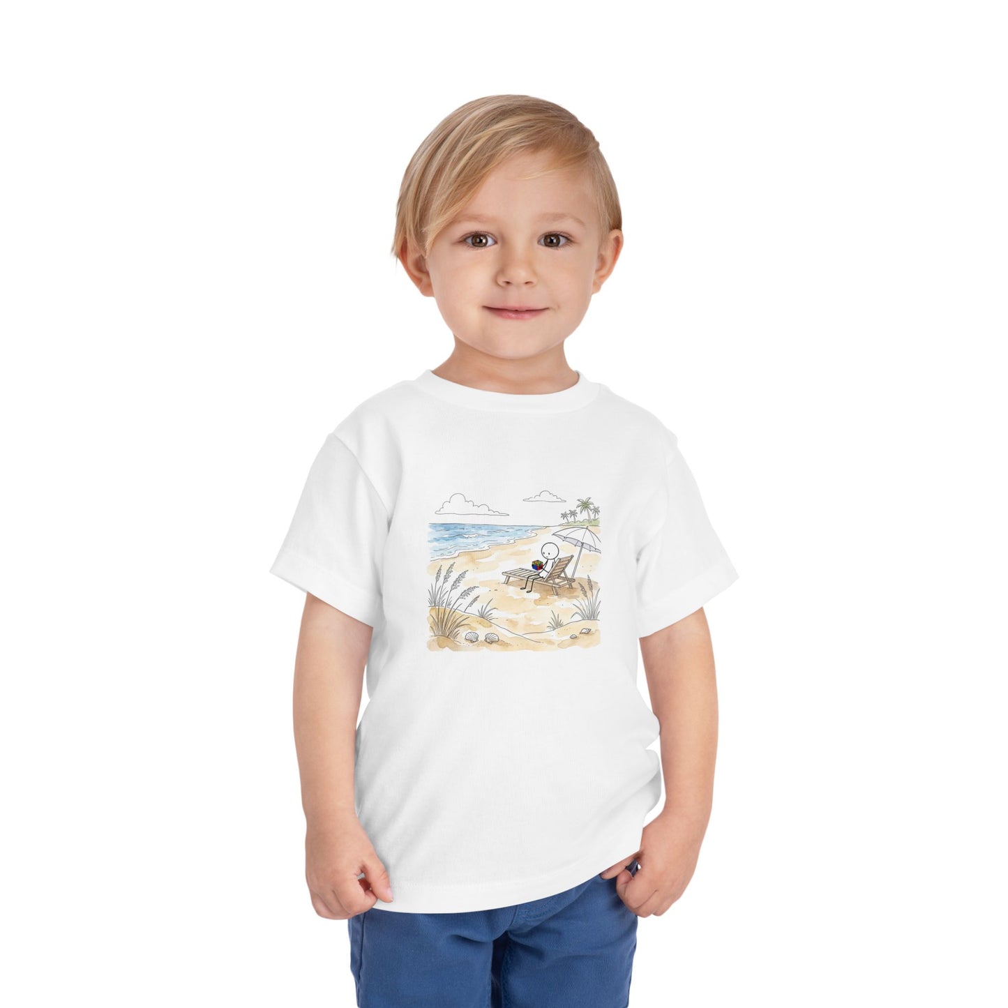 Beach Watercolor - Rubik's Cube Art  Toddler Short Sleeve T-Shirt