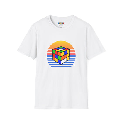 ⚡ Express - Rubik's Cube Shirt Sunset Solve Unisex Graphic Softstyle T-Shirt| Fun Cubing Shirt