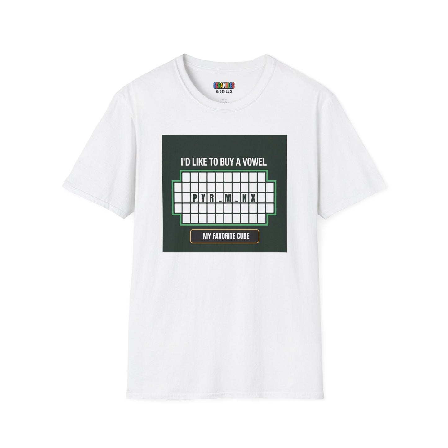 Pyraminx Vowel  - Rubik's Cube Art Unisex Graphic Softstyle T-Shirt