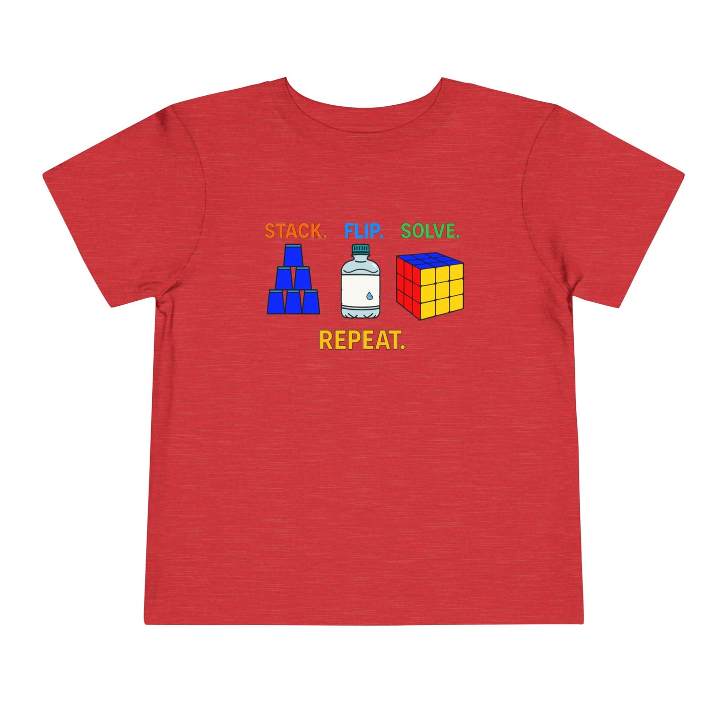 Stack Flip Solve Repeat - Rubik's Cube - Trick Shot Art  Toddler Short Sleeve T-Shirt
