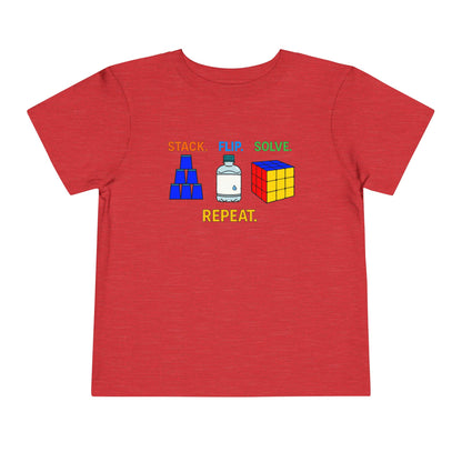 Stack Flip Solve Repeat - Rubik's Cube - Trick Shot Art  Toddler Short Sleeve T-Shirt