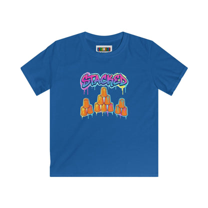 Stacked Cups Trick Shot Bottle Flip Art Kids Softstyle Tee