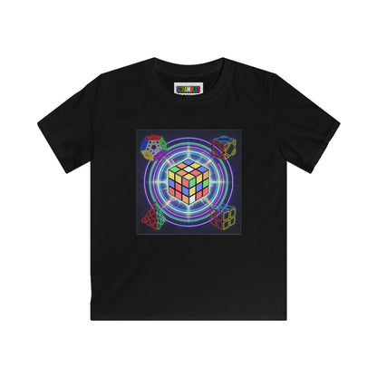 Cosmic Charge - Rubik's Cube Art  Kids Softstyle Tee