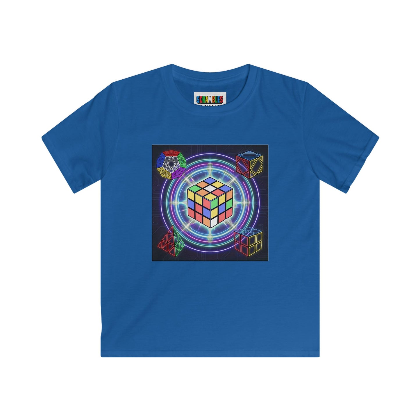 Cosmic Charge - Rubik's Cube Art  Kids Softstyle Tee