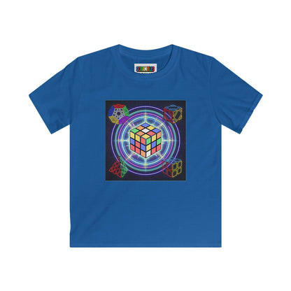 Cosmic Charge - Rubik's Cube Art  Kids Softstyle Tee