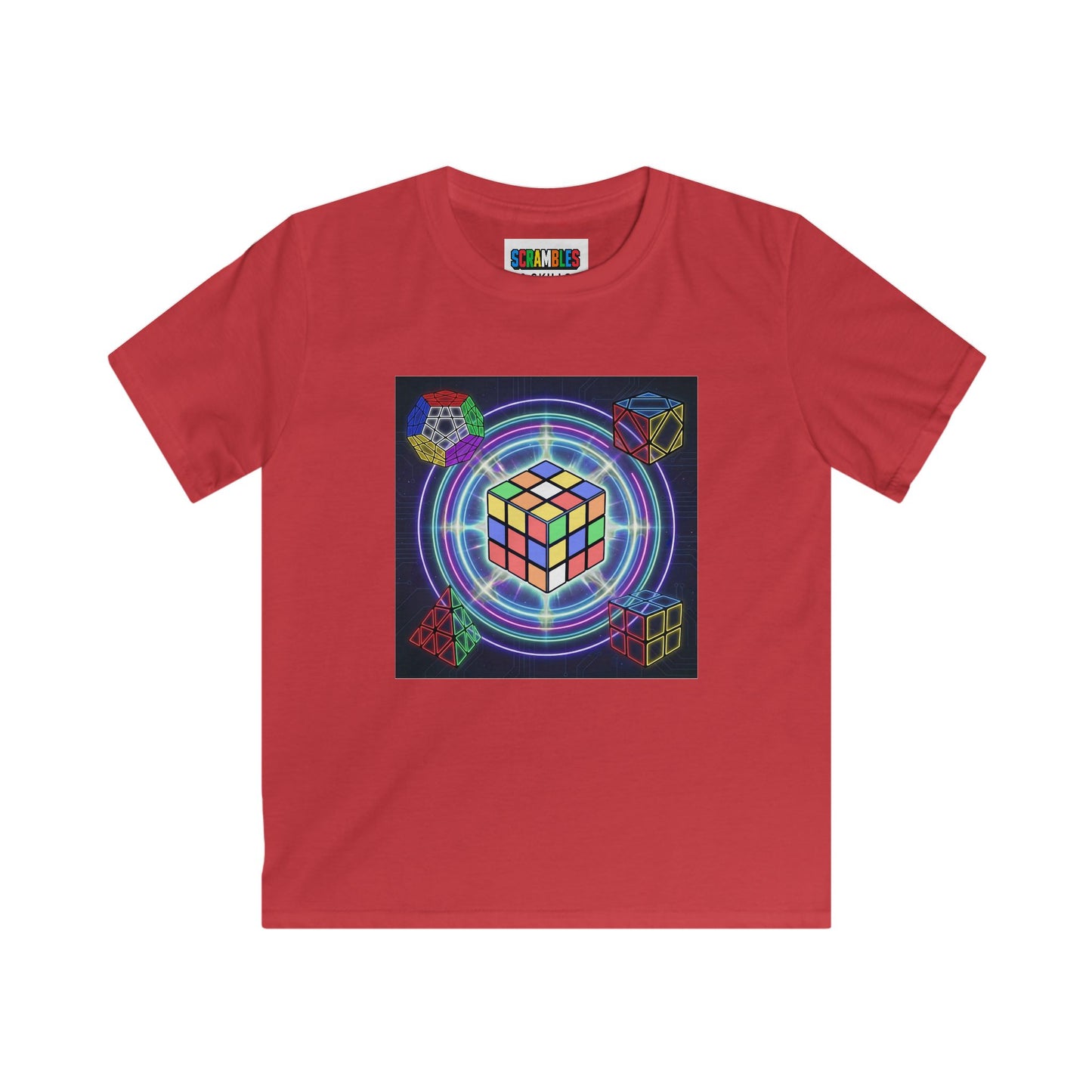 Cosmic Charge - Rubik's Cube Art  Kids Softstyle Tee