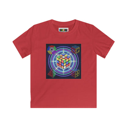 Cosmic Charge - Rubik's Cube Art  Kids Softstyle Tee