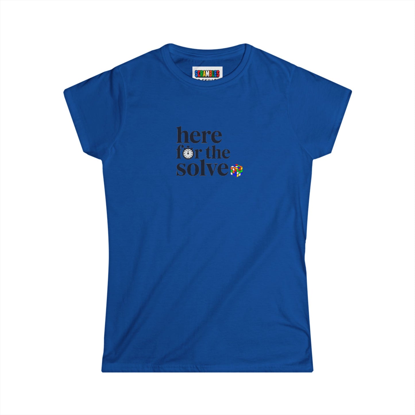 Here For The Solve - Rubik's Cube Art Women's Softstyle T-Shirt