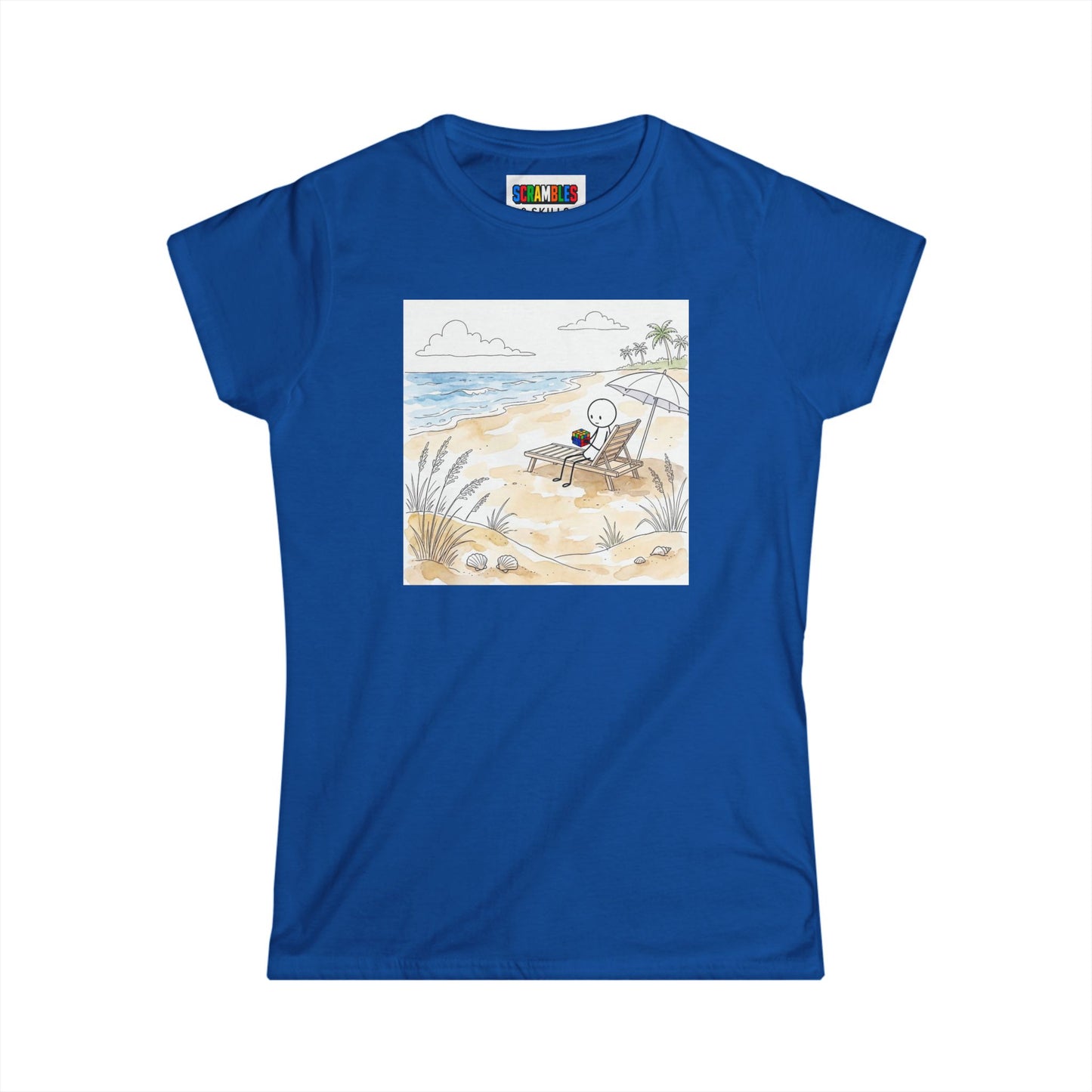 Beach Watercolor -Rubik's Cube Art Women's Softstyle T-Shirt