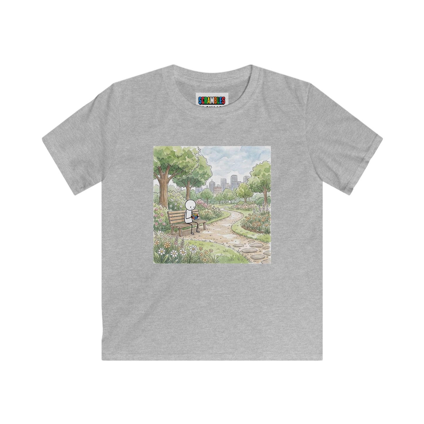 City Park - Rubik's Cube Art  Watercolor Kids Softstyle Tee