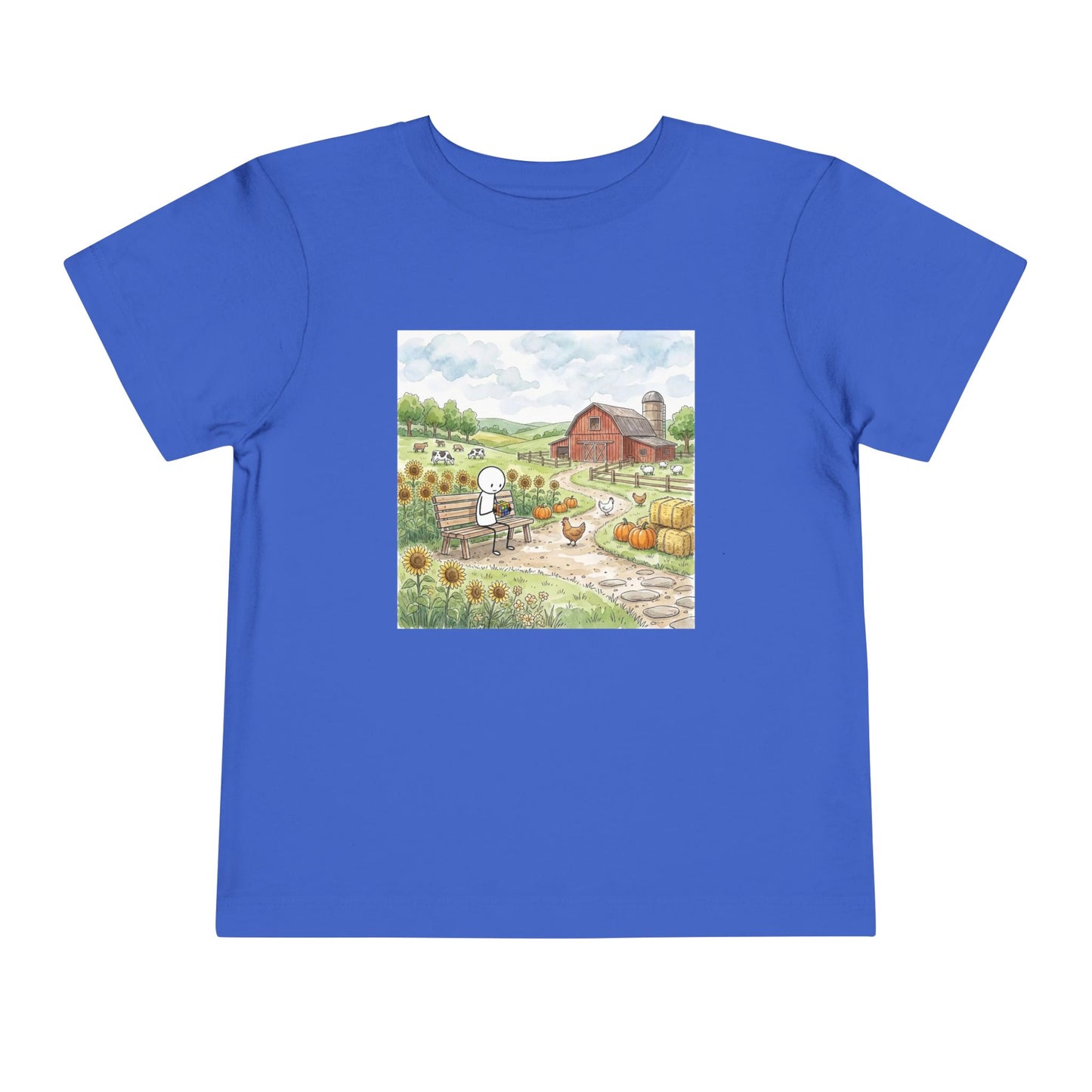 Farm Watercolor - Rubik's Cube Art  Toddler Short Sleeve T-Shirt