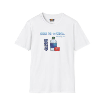 1 - 100 Potential Trick Shot Bottle Flipping Art Unisex Graphic Softstyle T-Shirt