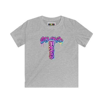 Stacked Dice Trick Shot Bottle Flip Art Kids Softstyle Tee